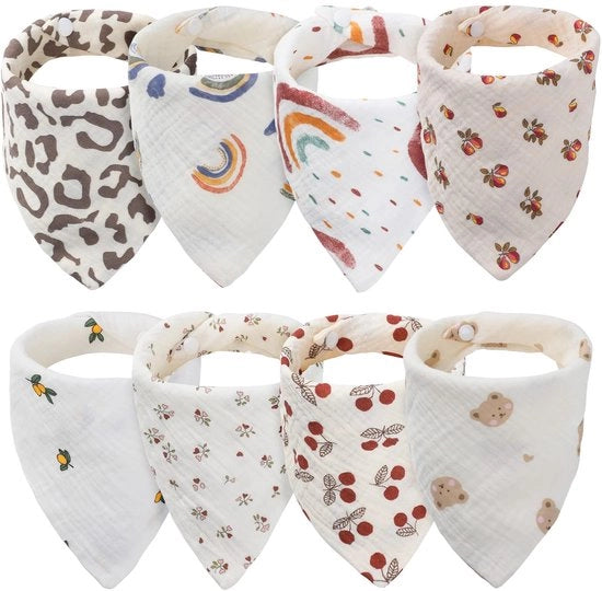 Set di 8 assorbenti per neonati, a forma di triangolo, con 2 clip regolabili e imbottitura morbida e doppia strato per bambini, neonati, maschi e femmine