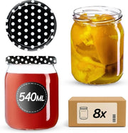 Set di 8 Pentole di Cottura 580 ml – Pentole a Viti in Vetro Ø82 mm – Ercolier per Miele, Verdure e Frutta – Pentole a Cuore