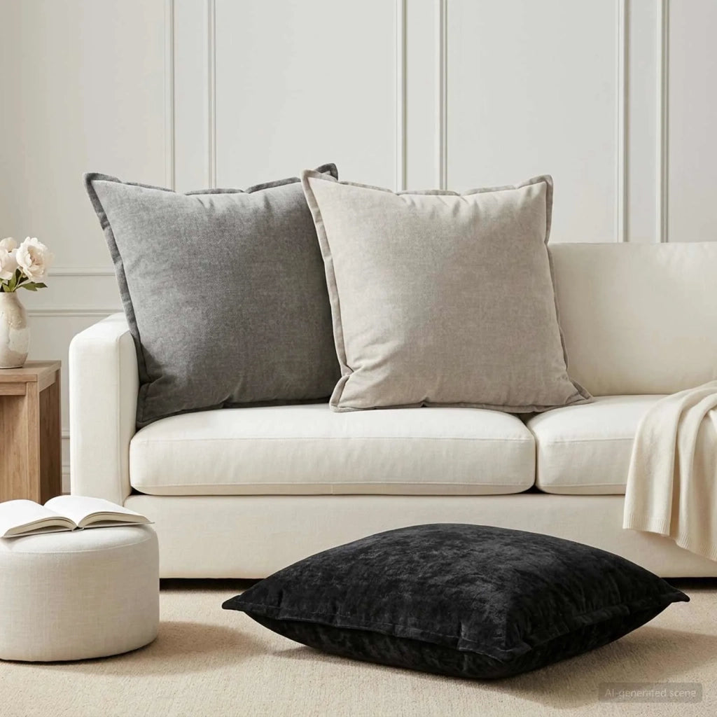 Federa 2 pz HOUTEN Grigio Chiaro 80 x 80 cm Tessuto Chenille 921679