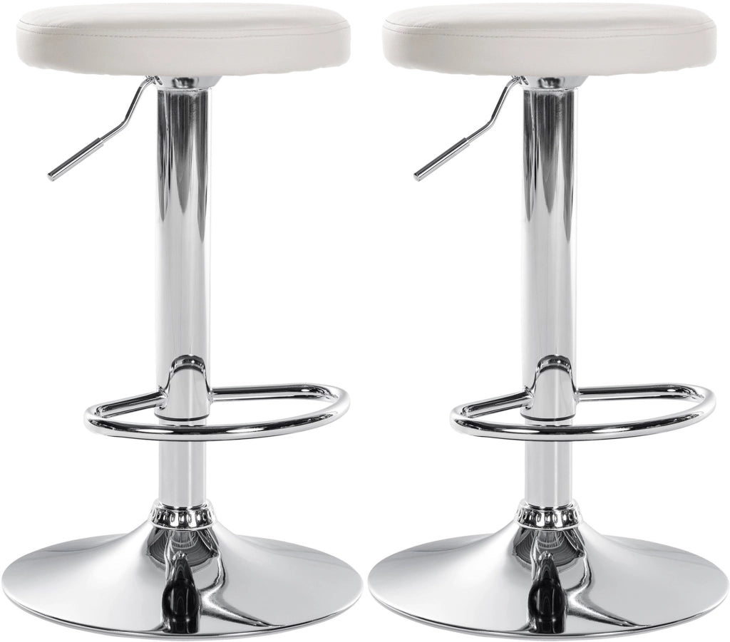 Set di 2 sgabelli da bar Ponte in similpelle bianco,Metallo in look cromato