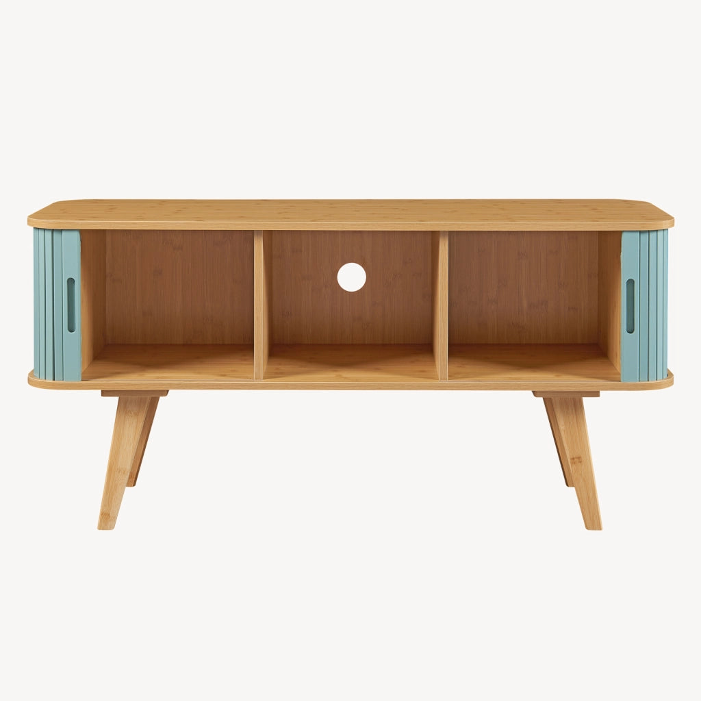 Mobile TV Tysvær 120x40x58 cm - Naturale / Azzurro [en.casa]