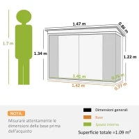 Casetta da Giardino in Lamiera di Acciaio con Doppia Porta, 147x86x134cm, Nero e Bianco