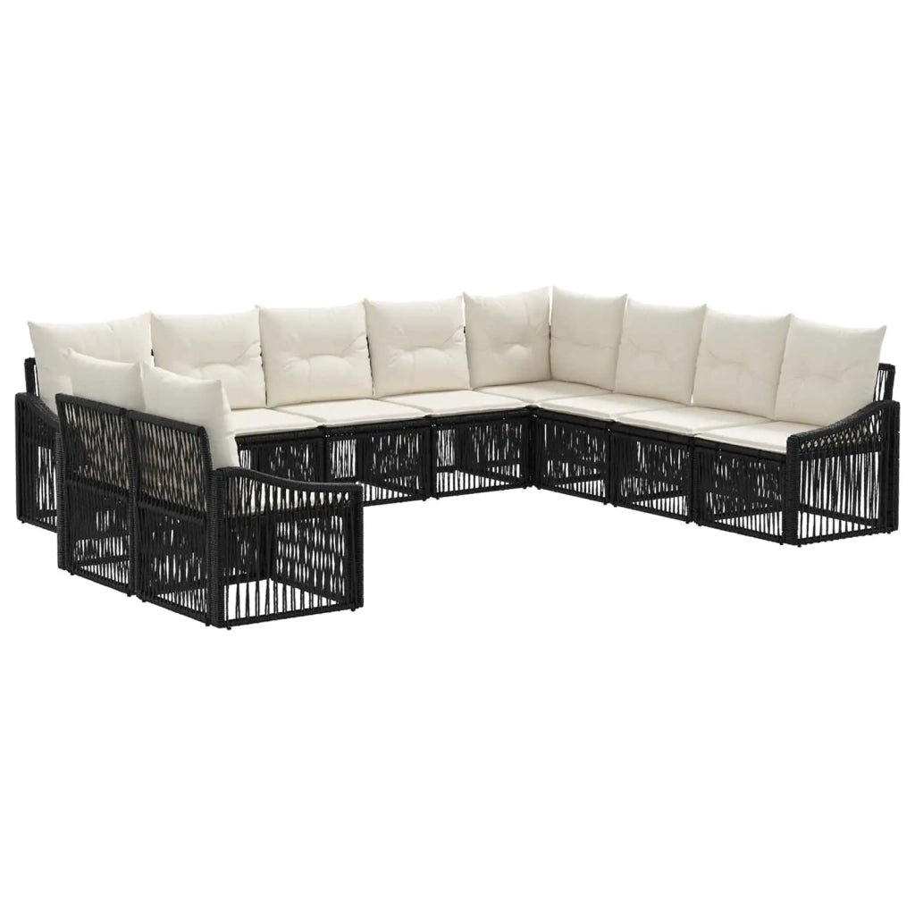 Set Divano da Giardino 10 pcs Nero polyrattan 3436051