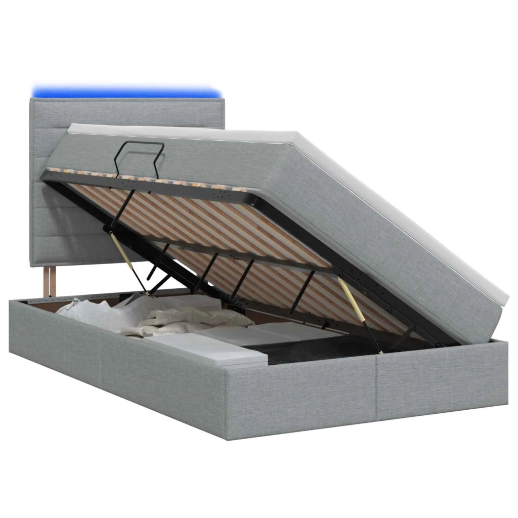 Letto con contenitore LED e materasso Grigio Chiaro 3459867