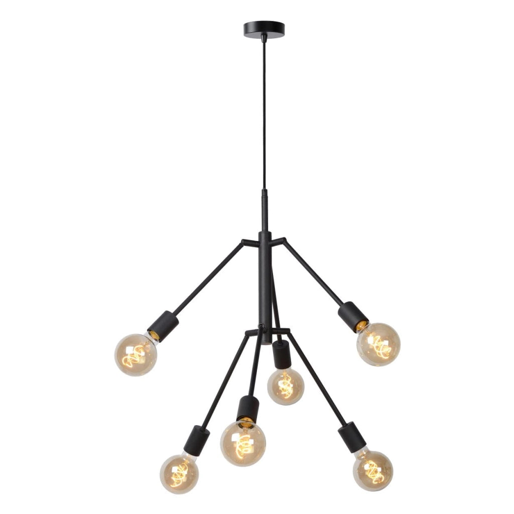 Lucide Lester lampadario nero 6xE27 dimmerabile max 40W