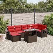 Set Divani da Giardino 8 pz con Cuscini Marrone in Polyrattan 3268064