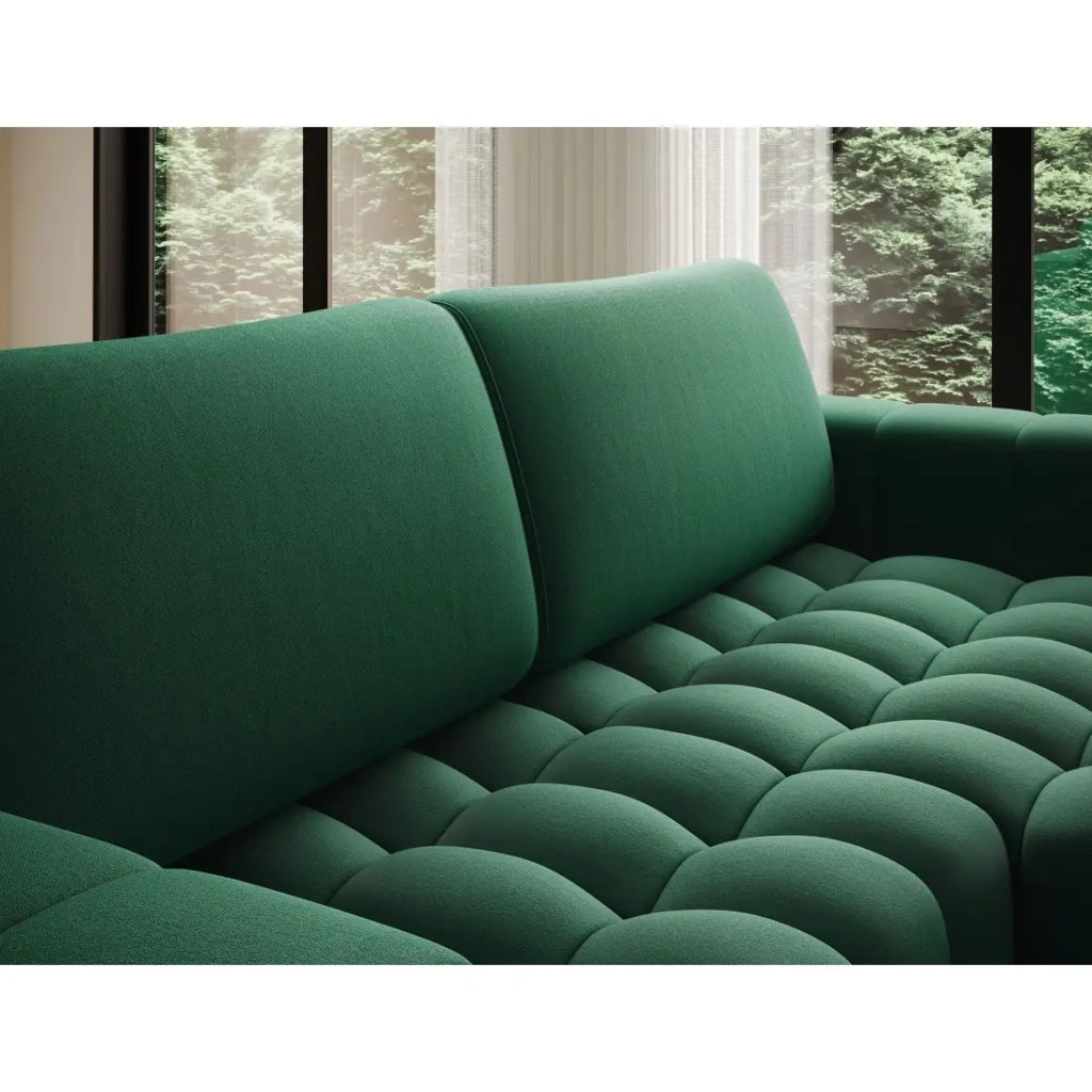 Divano angolare convertibile DORY verde scuro 250 cm con vano contenitore angolo destro
