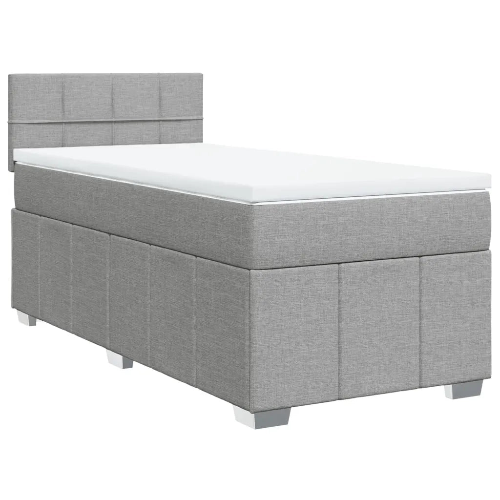 Giroletto a Molle con Materasso Grigio Chiaro 90x200 cm Tessuto