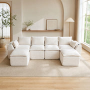 Divano modulare combinabile 322x161x75 cm in velluto a coste beige
