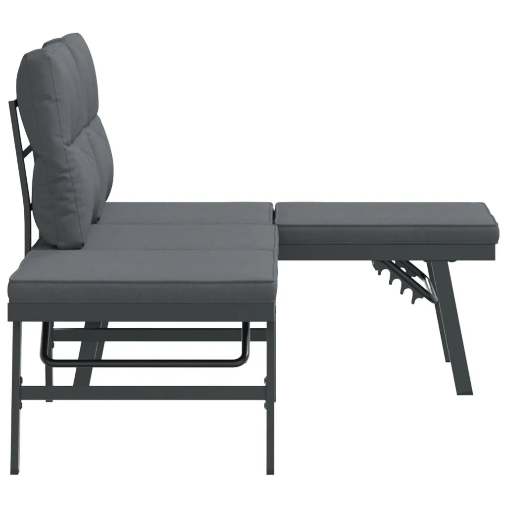 Panche Giardino con Cuscini 2pz Nere Acciaio Verniciato Polvere 4008104