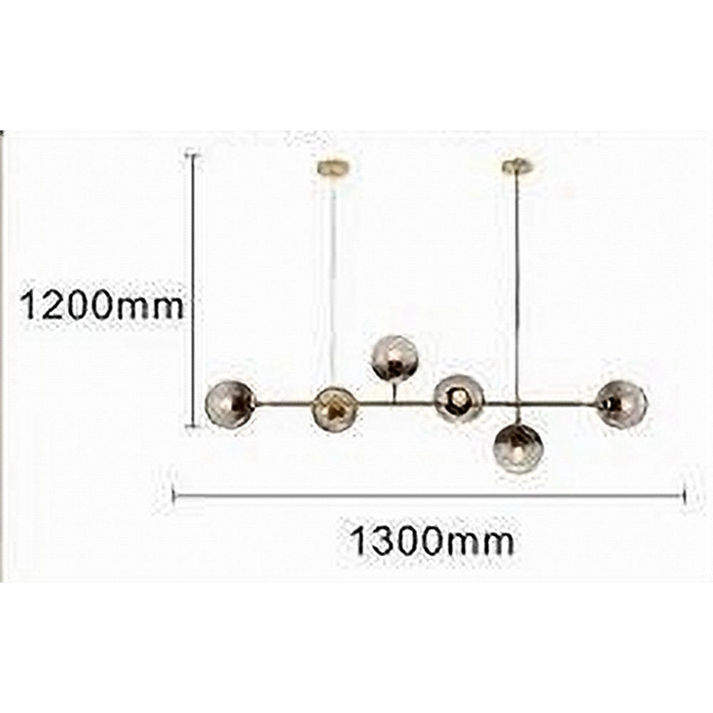 Trade Shop - Lampadario Sospensione 6 Sfere Attacco E27 In Vetro Lampada In Metallo Oro 71645 -