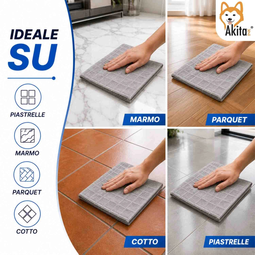 Akitaink 3 Panni Pavimenti Microfibra Basic+ 50x70 cm