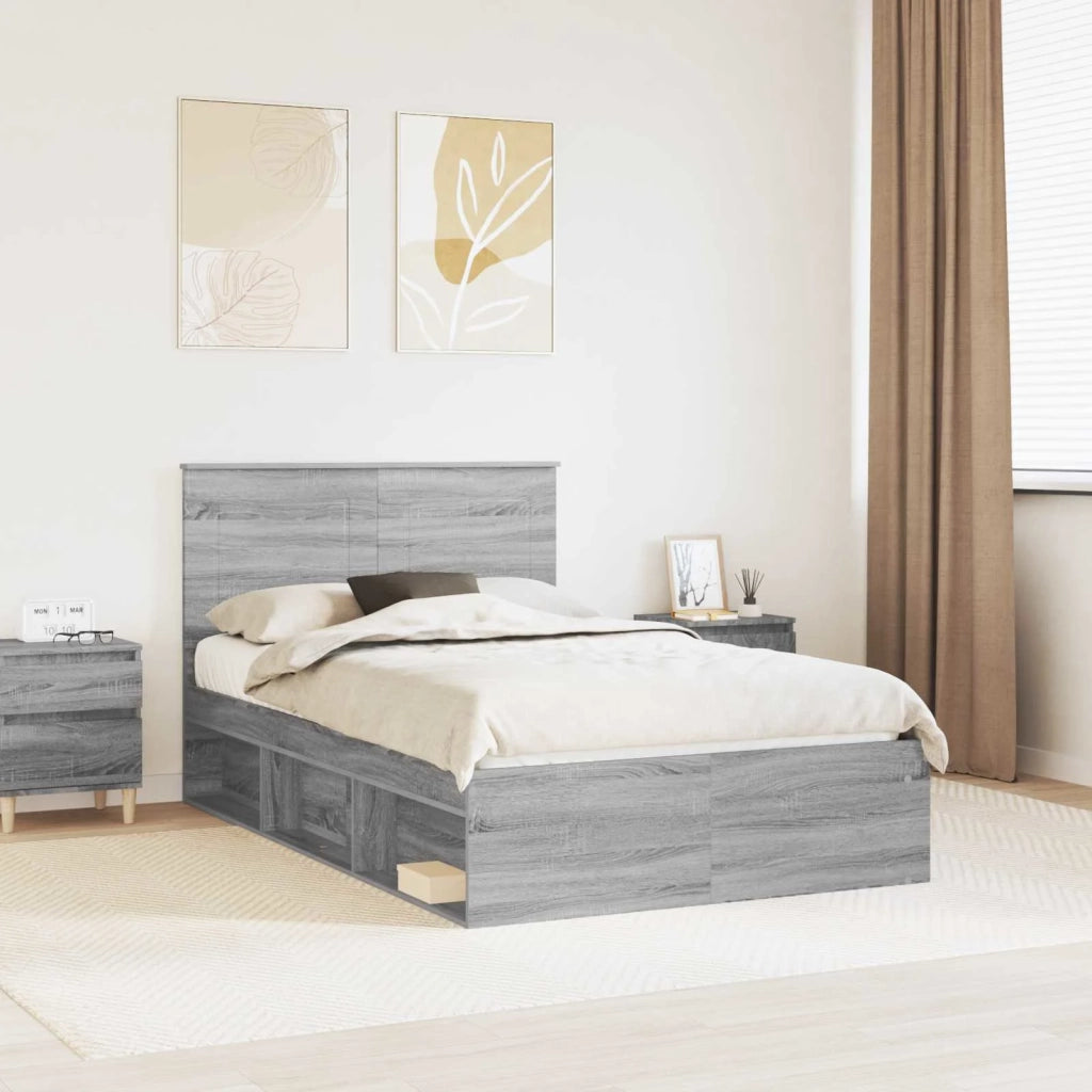Struttura del letto Grigio Sonoma 120 x 200 cm Pino massello 3409386
