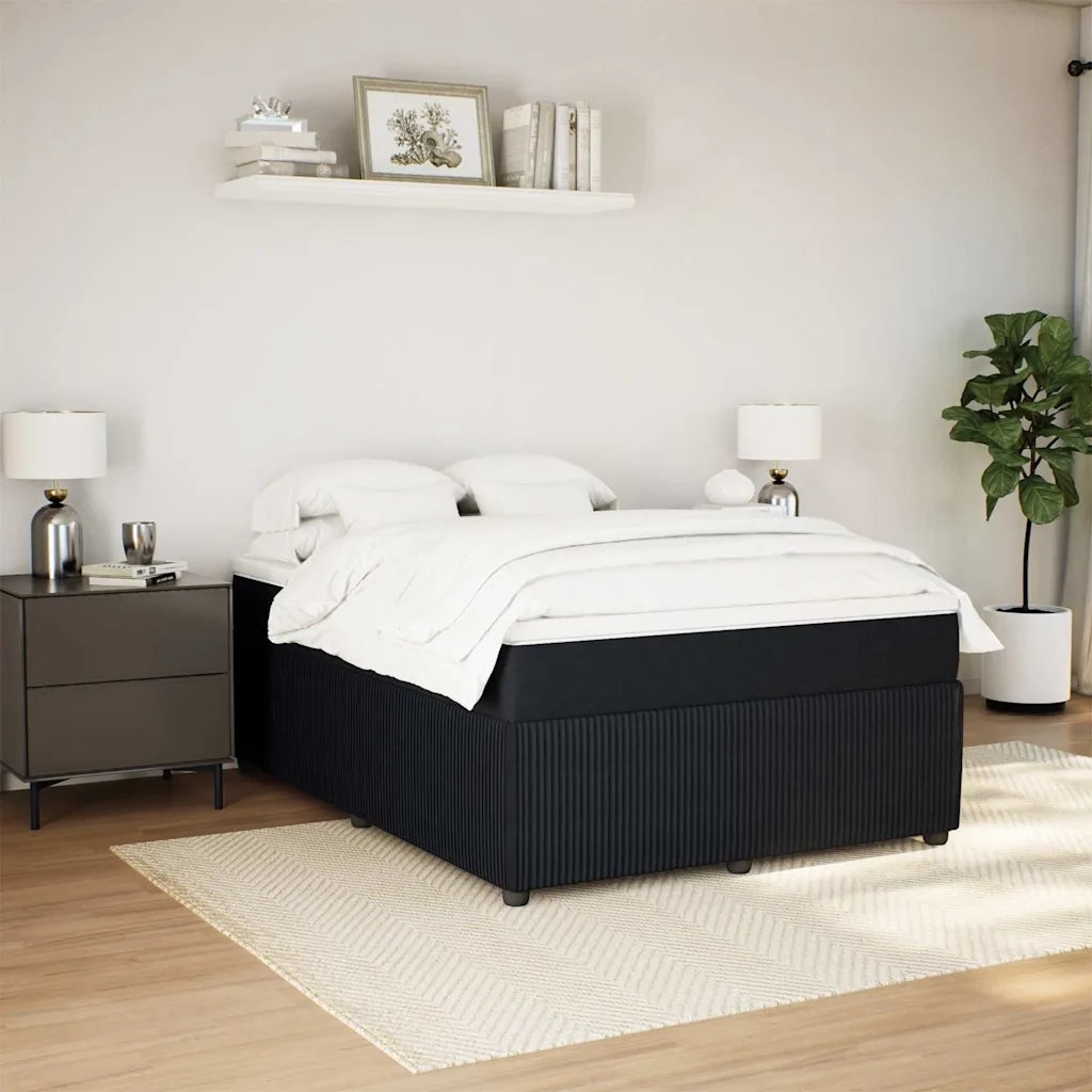 Giroletto a Molle con Materasso Nero 140x200 cm in Velluto