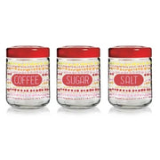 Trade Shop - Set 3 Pz Tris Barattoli Da Cucina In Vetro Look Sale Zucchero Caffè Da 800 Cc -