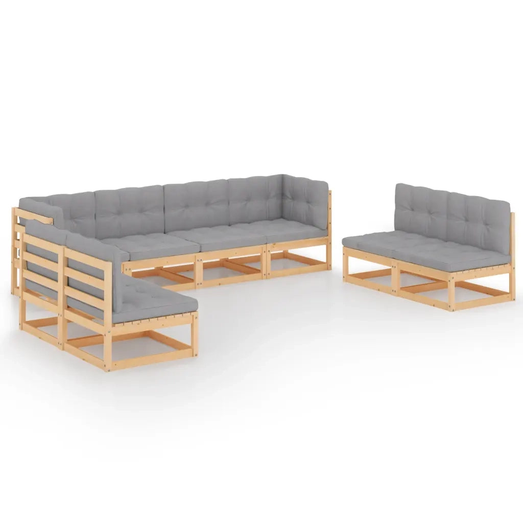 Set Divani da Giardino 8 pz con Cuscini Legno Massello Pino 3076479