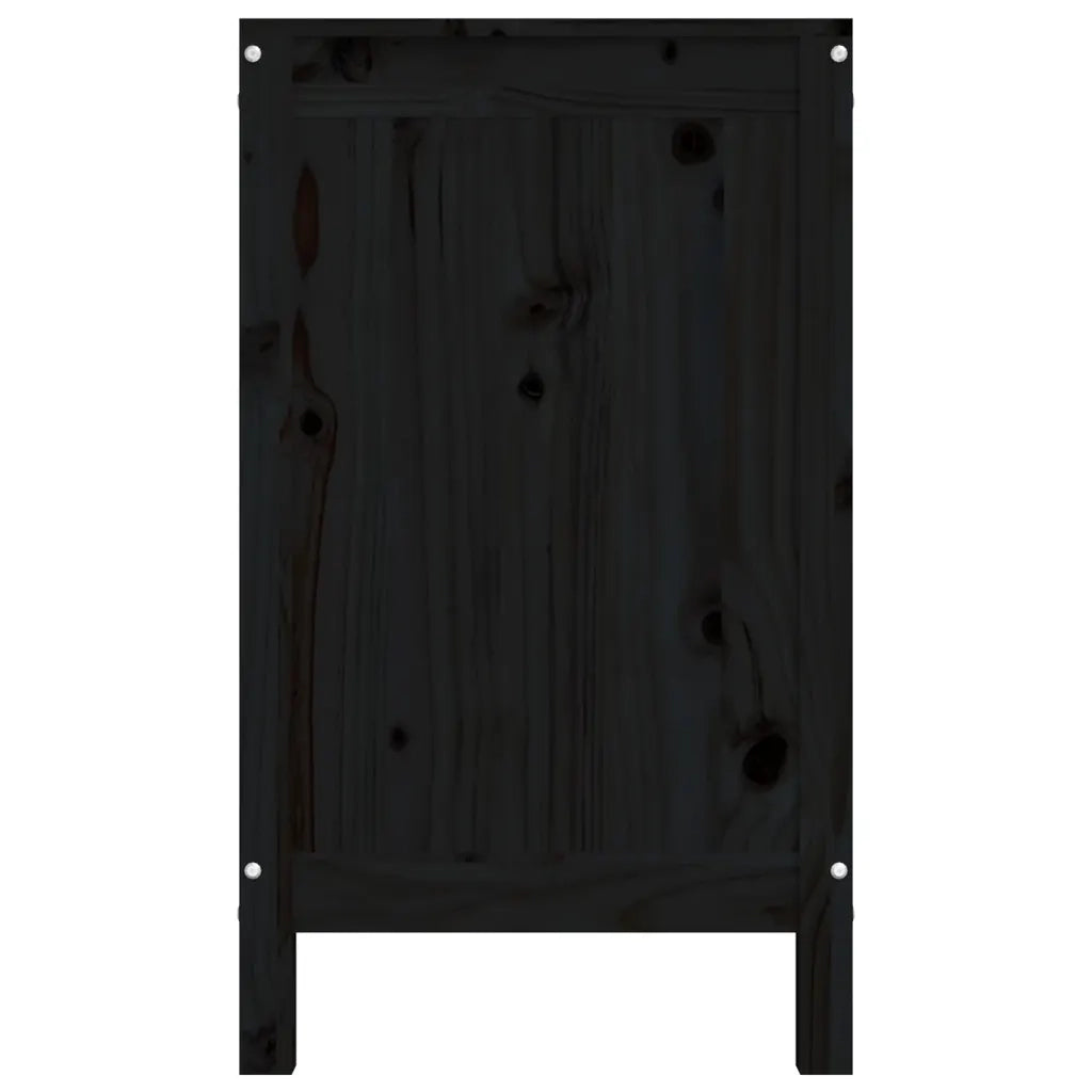 Contenitore per Bucato Nero 88,5x44x76 cm Legno Massello Pino cod mxl 43282