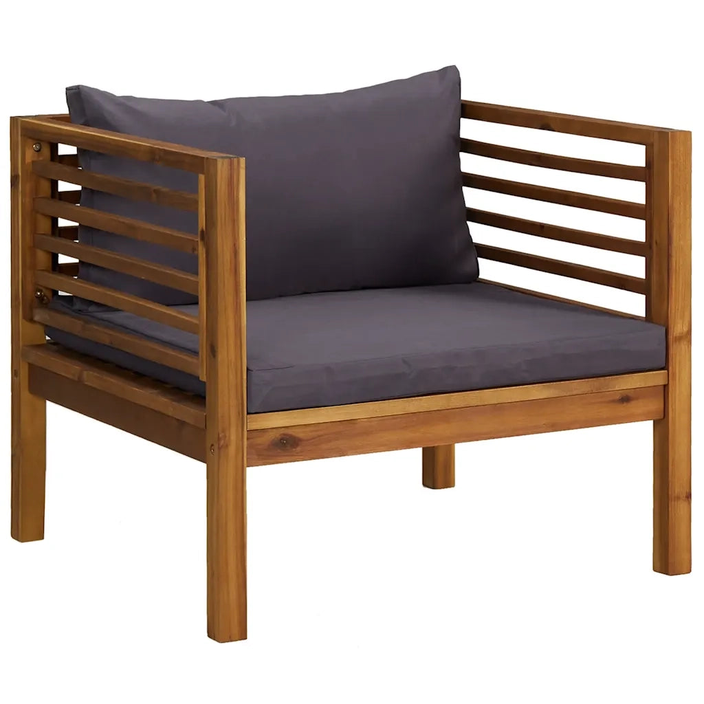 Sedia da Giardino con Cuscini Grigio Scuro in Massello d'Acacia CFW2071721