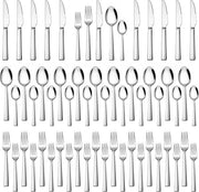 Set di Cucina Completo per 12 Persone, Acciaio Inossidabile Laccato, 60 Pezzi, Set di Cucina Elegante con Coltello, Forchetta, Cucchiaio, Set di Cucina per Casa, Cucina, Ristorante, Salute, Resistentente al Lavastoviglie