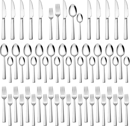 Set di Cucina Completo per 12 Persone, Acciaio Inossidabile Laccato, 60 Pezzi, Set di Cucina Elegante con Coltello, Forchetta, Cucchiaio, Set di Cucina per Casa, Cucina, Ristorante, Salute, Resistentente al Lavastoviglie