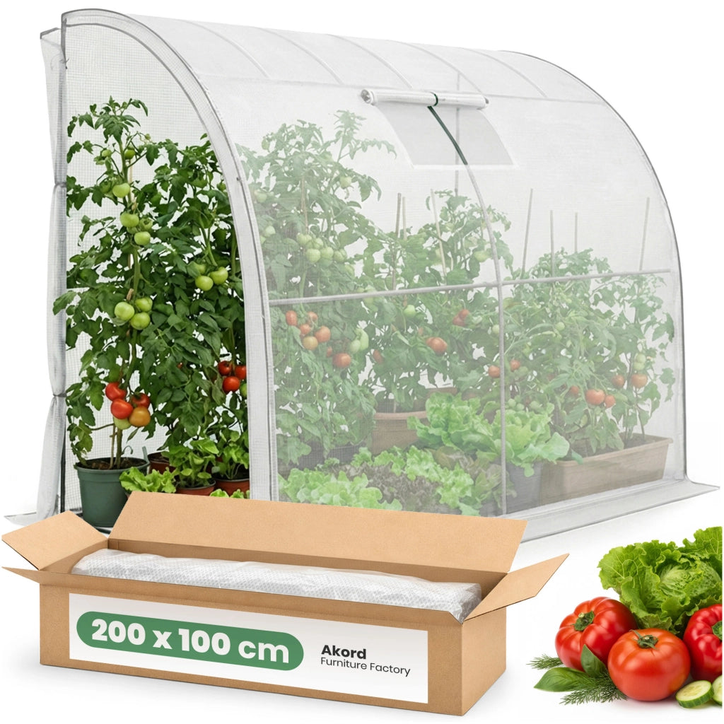 Serra da giardino addossata con struttura in metallo e telo in PE 1 porta 1 finestra Bianco 100x200x210 cm
