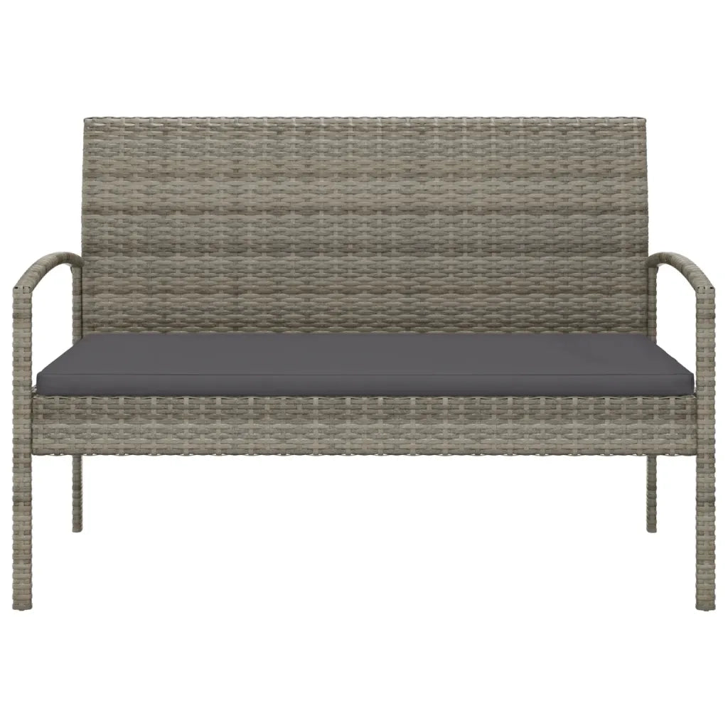 Panca da Giardino con Cuscino Grigia 105 cm in Polyrattancod mxl 129797