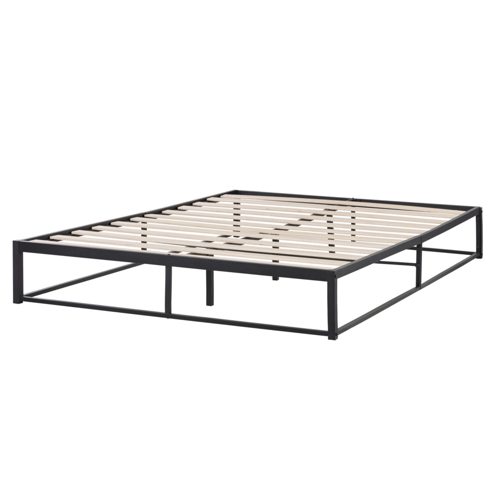 Letto Nero Metallo EU Doppio 160 x 200 cm Stile moderno industriale Doghe incorporate senza poggiatesta