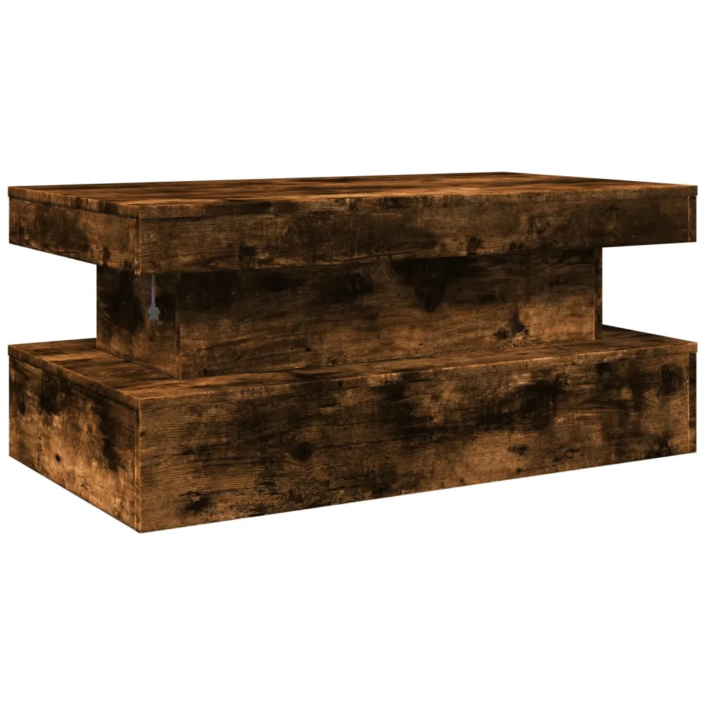 Tavolino da salotto | Tavolino da caff¨¨ | Tavolino da Soggiorno con Luci LED Rovere Fumo 90x50x40 cm