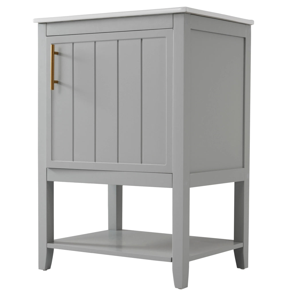 Mobile bagno con lavabo ceramico 60 cm e vanità sottolavabo grigio chiaro