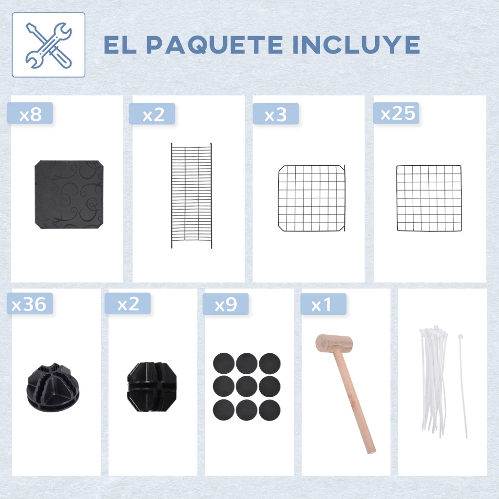 Gabbia per Animali 3 Livelli con Rampas ¨C Minimal ¨C 70x70x105 cm Nero