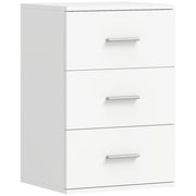 Comodino Moderno e Multiuso 40x35x60 cm con 3 Cassetti in MDF Bianco