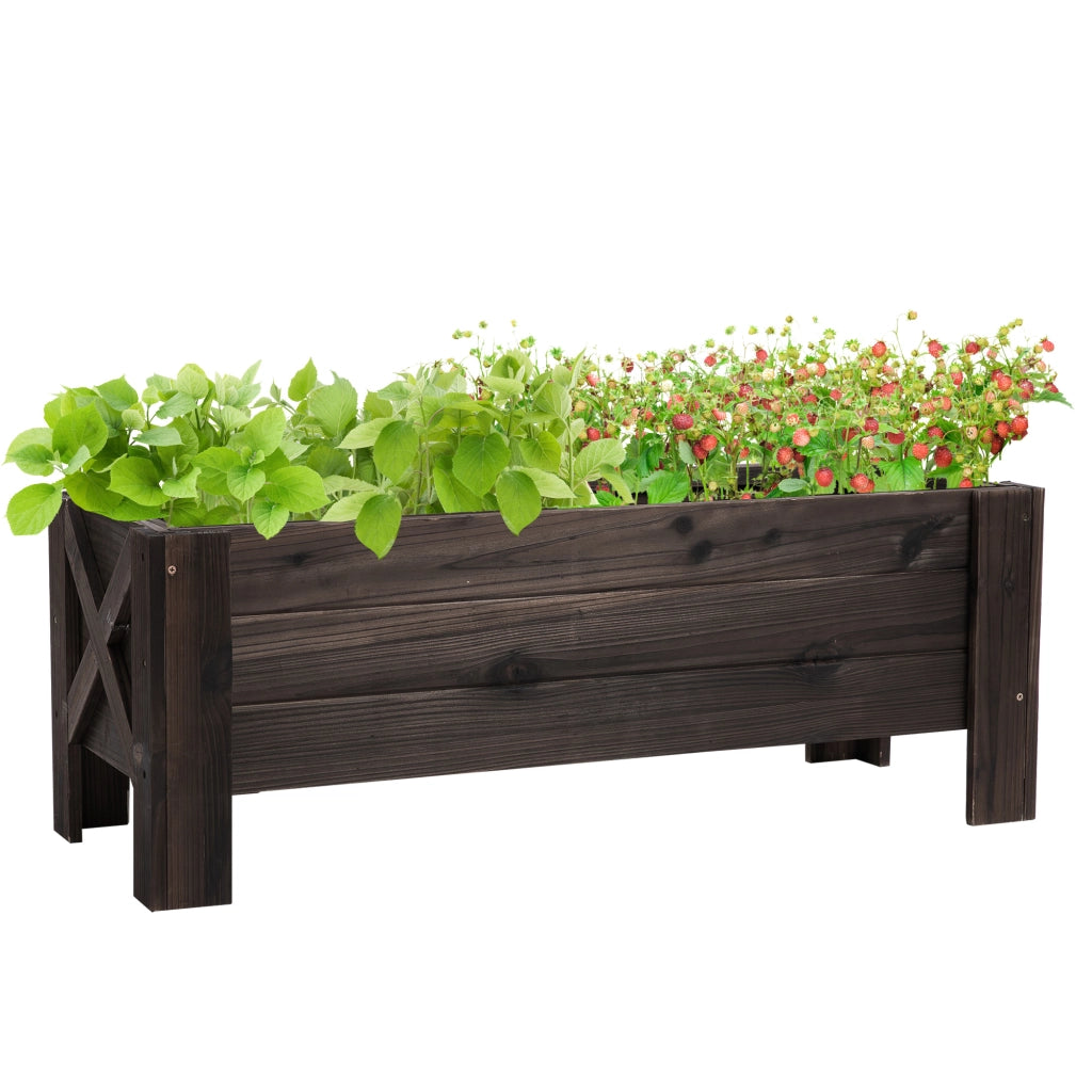 Fioriera in Legno Rettangolare con Gambe ¨C zephmum ¨C Marrone 100x36.5x36 cm
