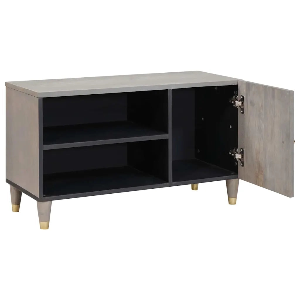 Mobile TV-Credenza TV-Console TV Grigio 80 x 33 x 46 cm Legno di mango massello 298957