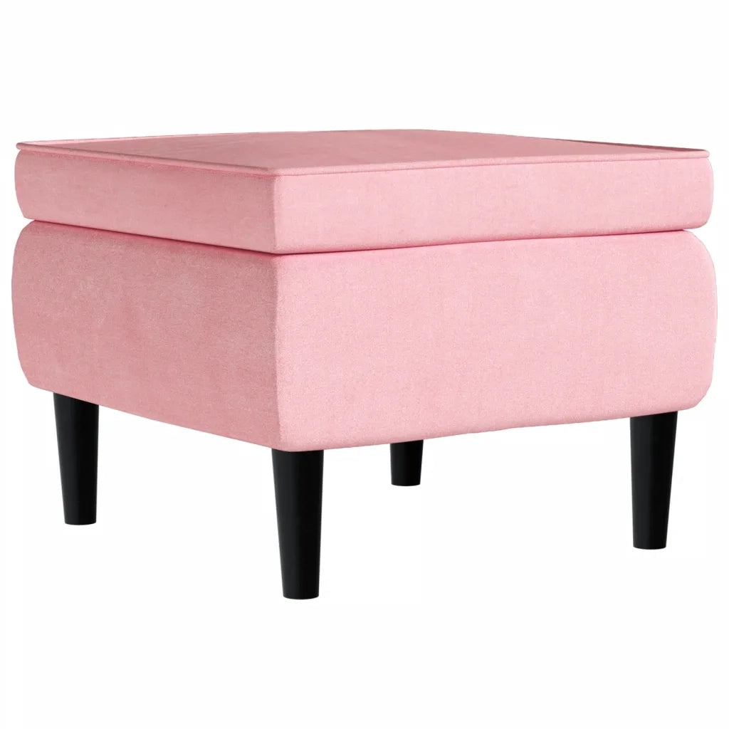 Poltrona | Sedia Relax con Schienale ad Ala con Poggiapiedi Rosa in Velluto