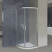 Box doccia semicricolare 90x90 doppio scorrevole con vetro temperato trasparente e profili cromo Geo