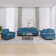 Set di Divani 3 pz con Cuscini Blu in Vellutocod mxl 106859