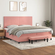 Giroletto a Molle con Materasso Rosa 200x200 cm in Velluto 3137748
