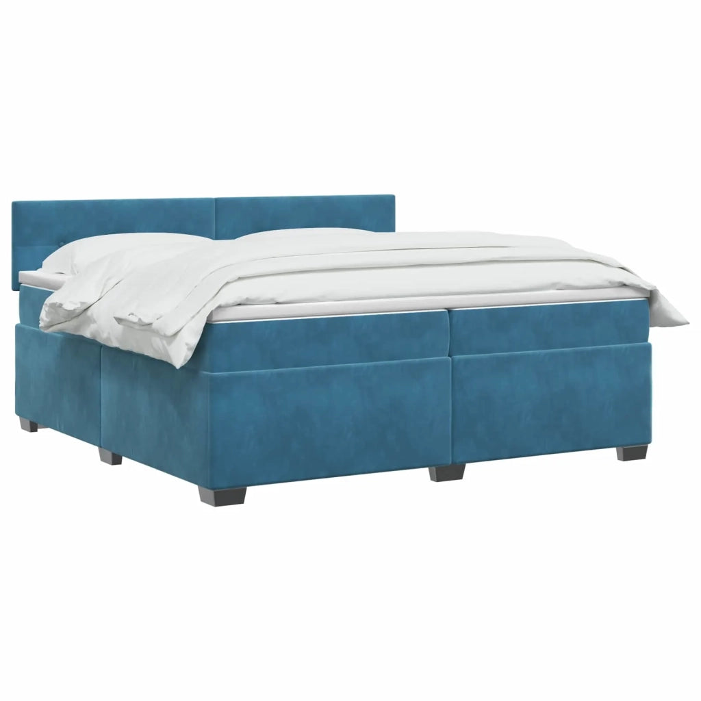 Letto box spring con materasso Blu Scuro 200 x 200 cm Velluto 3450786