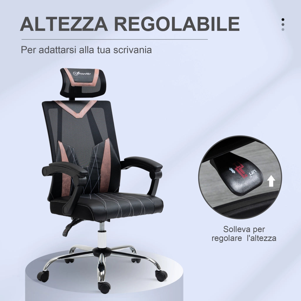 Sedia da Ufficio Ergonomica con Schienale a Rete ¨C Zephmum ¨C Grigio 58x62.5x112-120cm