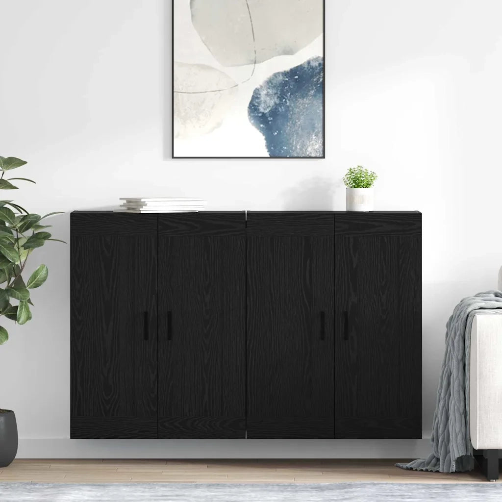 Mobile a muro 2 pcs Rovere Nero 69,5 x 34 x 90 cm