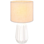 Lampada da Tavolo Retro in Ceramica e Lino ¨C zephmum ¨C 40W Bianco e Beige