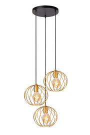 Lampada a sospensione Lucide Danza 3xE27 ottone nero