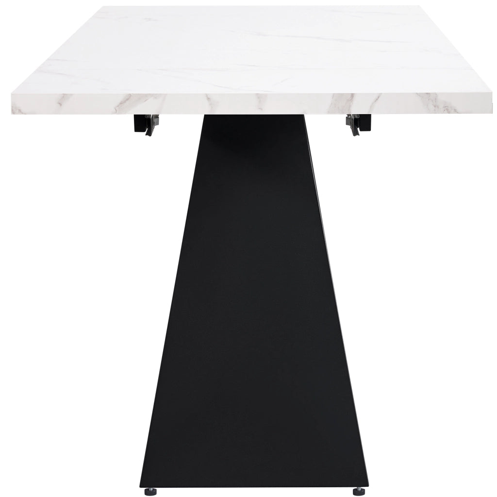 Tavolo da Pranzo Allungabile con Gambe Regolabili in MDF e Metallo 99-159 x 74 x 77 cm Bianco e Nero
