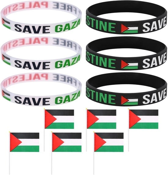 Accessori per bracciali 6 pezzi - Cinturini per polso regolabili - Bandiere da mano - Accessori per uomini/donne - Silicone duraturo - Adatto per eventi - Cinturini per polso