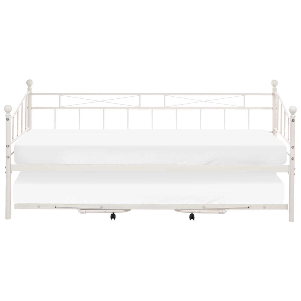 Letto estraibile singolo per bambini in metallo beige stile tradizionale, 90 x 200 cm