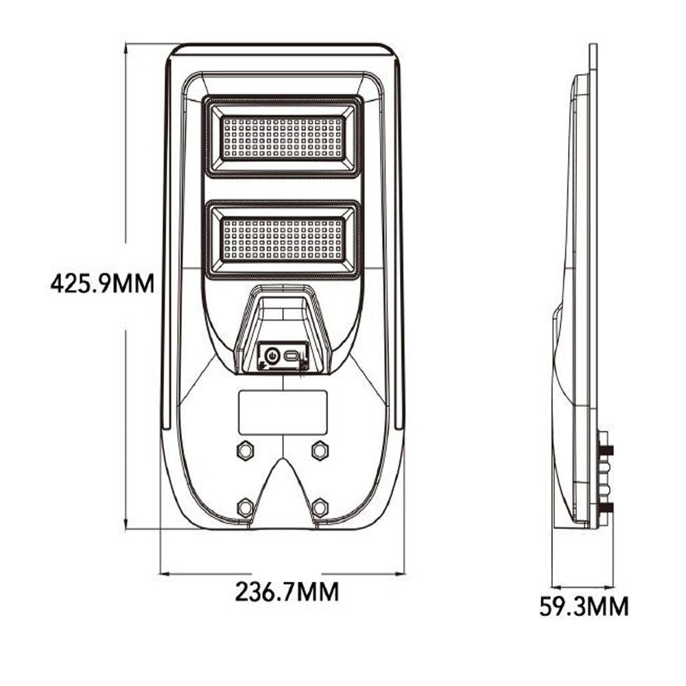 Trade Shop - Lampione Faro Led Solare 100w 160w 220w 300w Con Sensore Crepuscolare Prossimità Es-p-f -