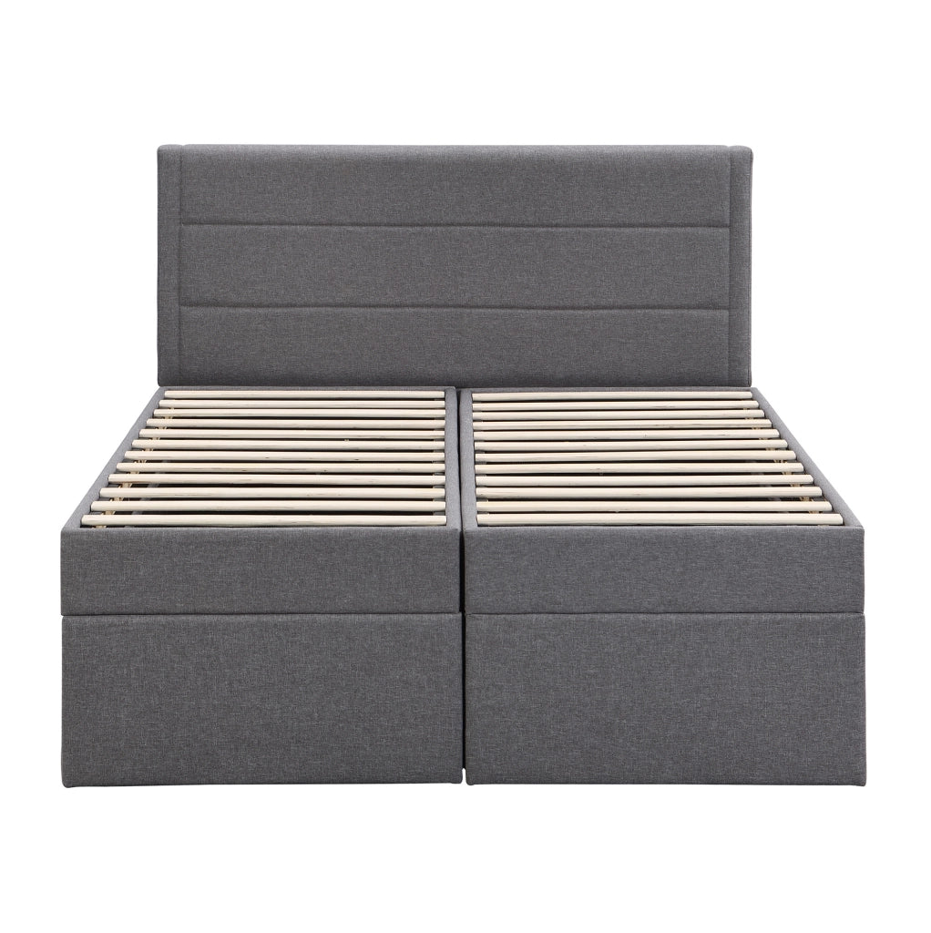 Letto matrimoniale imbottito 140x200 cm con contenitore grigio