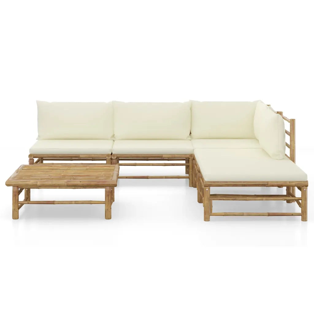 Set Divani da Giardino 6 pz con Cuscini Bianco Crema in BambÃ¹ cod mxl 48133