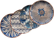 Maser 934019 Iberico Blu Grande piatti rotondi in stile moresco con 4 diverse decorazioni, piatti decorativi bianchi e blu in set da 4, ideali anche come piatti per pizza e servizio, ceramica.
