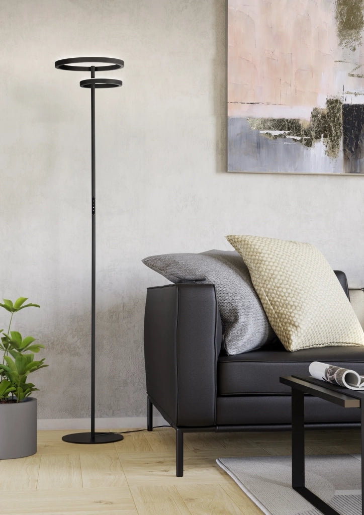 Piantana Minimal Castelpoto 1 Acciaio Nero 2 Luci Led 28W 1850+1300Lm Ip20